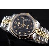 Rolex Datejust Automatic Watch Two Toned Black Dial 38MM