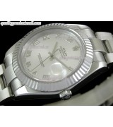 Rolex Datejust II 41mm Swiss Automatic Watch-White Dial Roman Numeral Hour Markers-Stainless Steel Oyster Bracelet 
