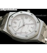Audemars Piguet Royal Oak 36MM Watch-White Checkered Dial Index Hour Markers-Stainless Steel Strap