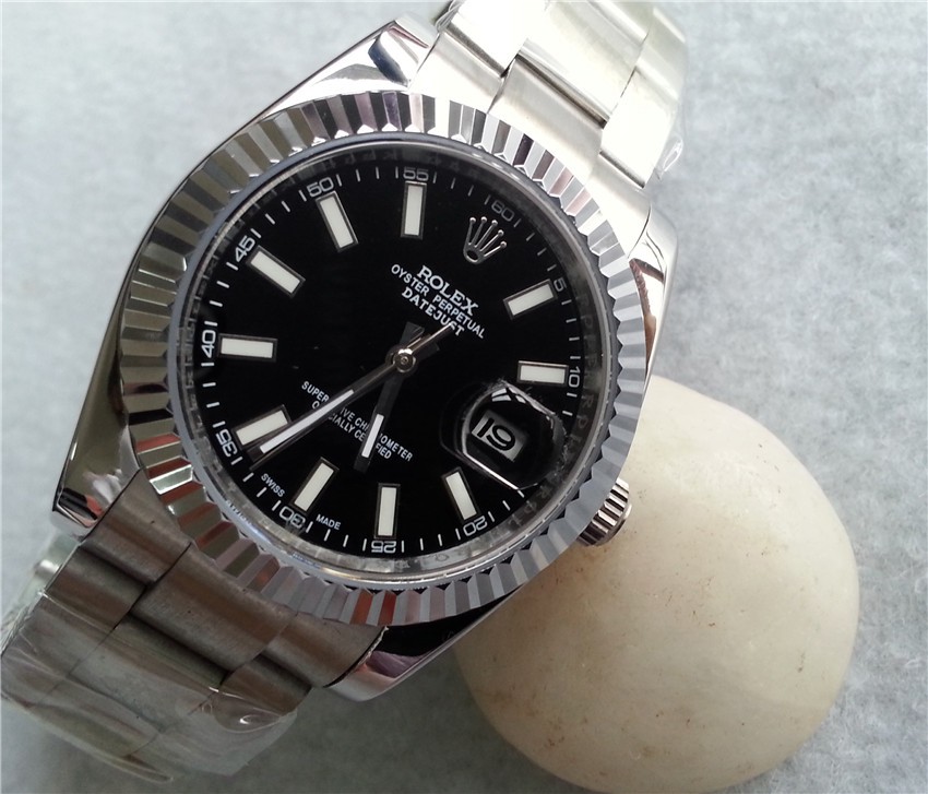 Rolex Datejust II Automatic Watch Black Dial Index Hour Markers
