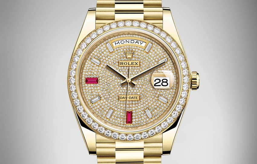 Rolex Day-Date Swiss Automatic Watch Yellow Gold Full Diamonds   