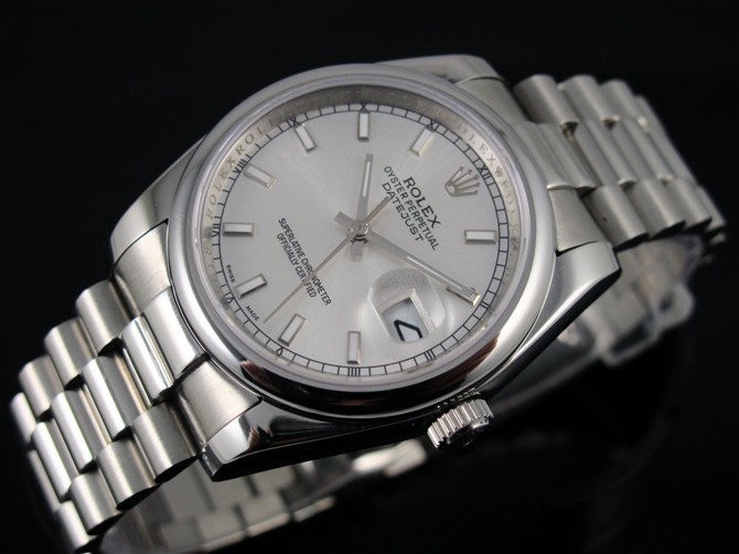 Rolex Datejust 36mm Swiss Automatic Watch-White Dial Index Hour Markers-Stainless Steel Jubilee Bracelet